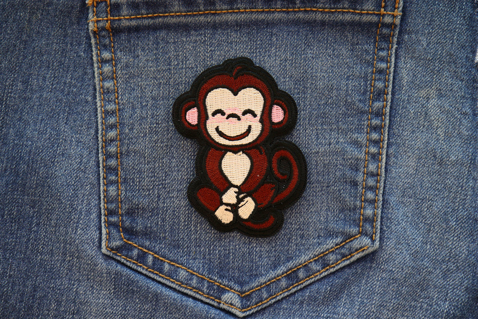 Cute Monkey Embroidered Patch additional product view
