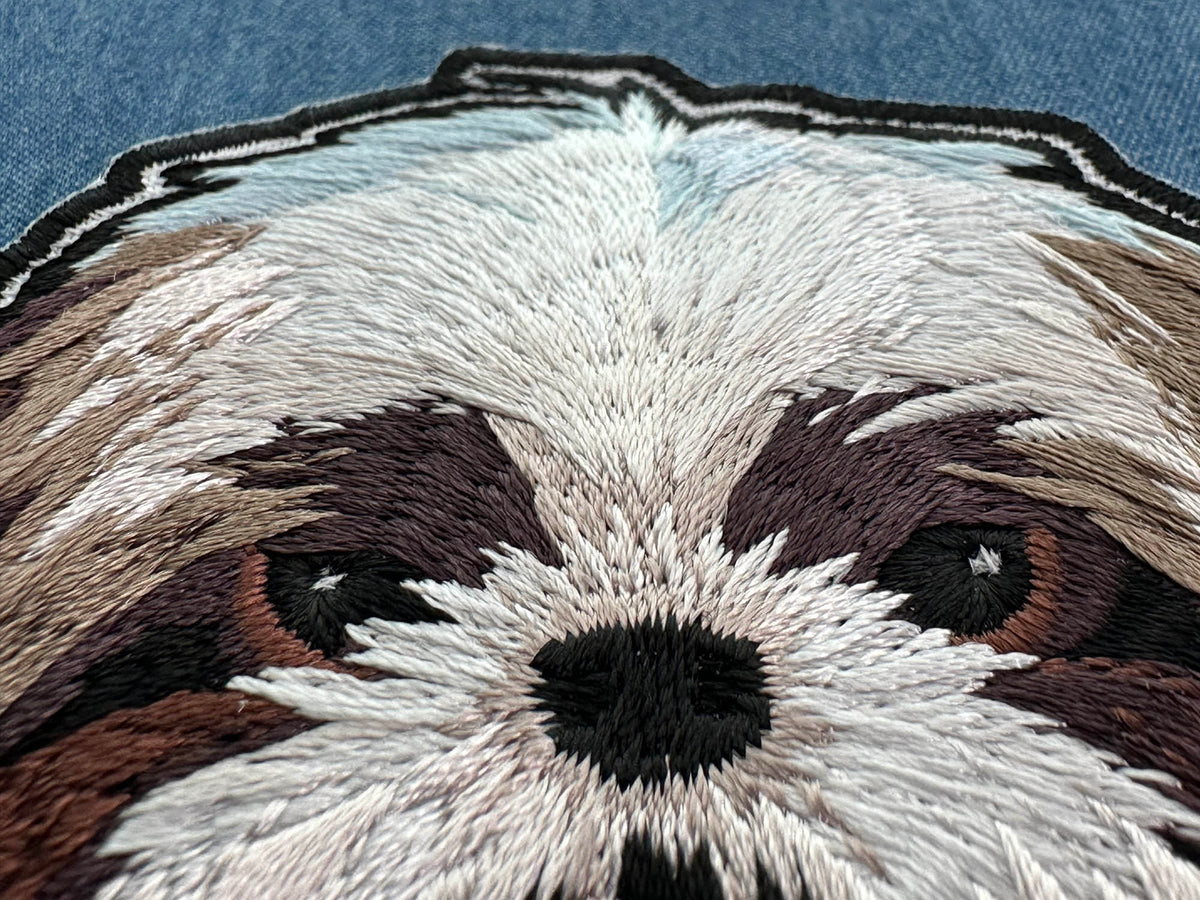 Yeddie Shih Tzu Embroidered Patch shown for scale
