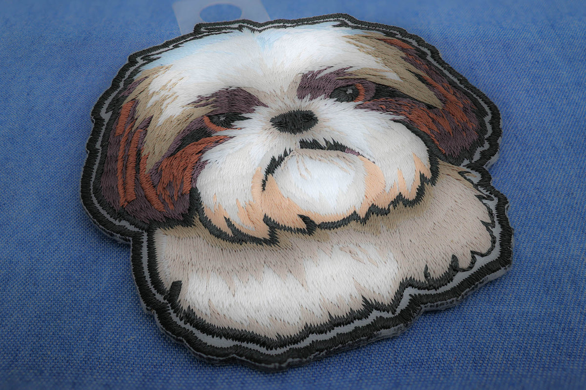 Yeddie Shih Tzu Embroidered Patch reverse and construction view