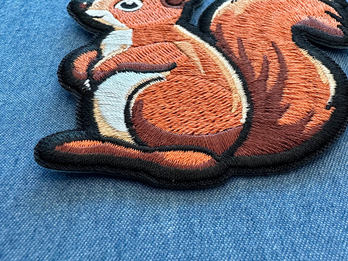Cute Squirrel Embroidered Patch stitching detail