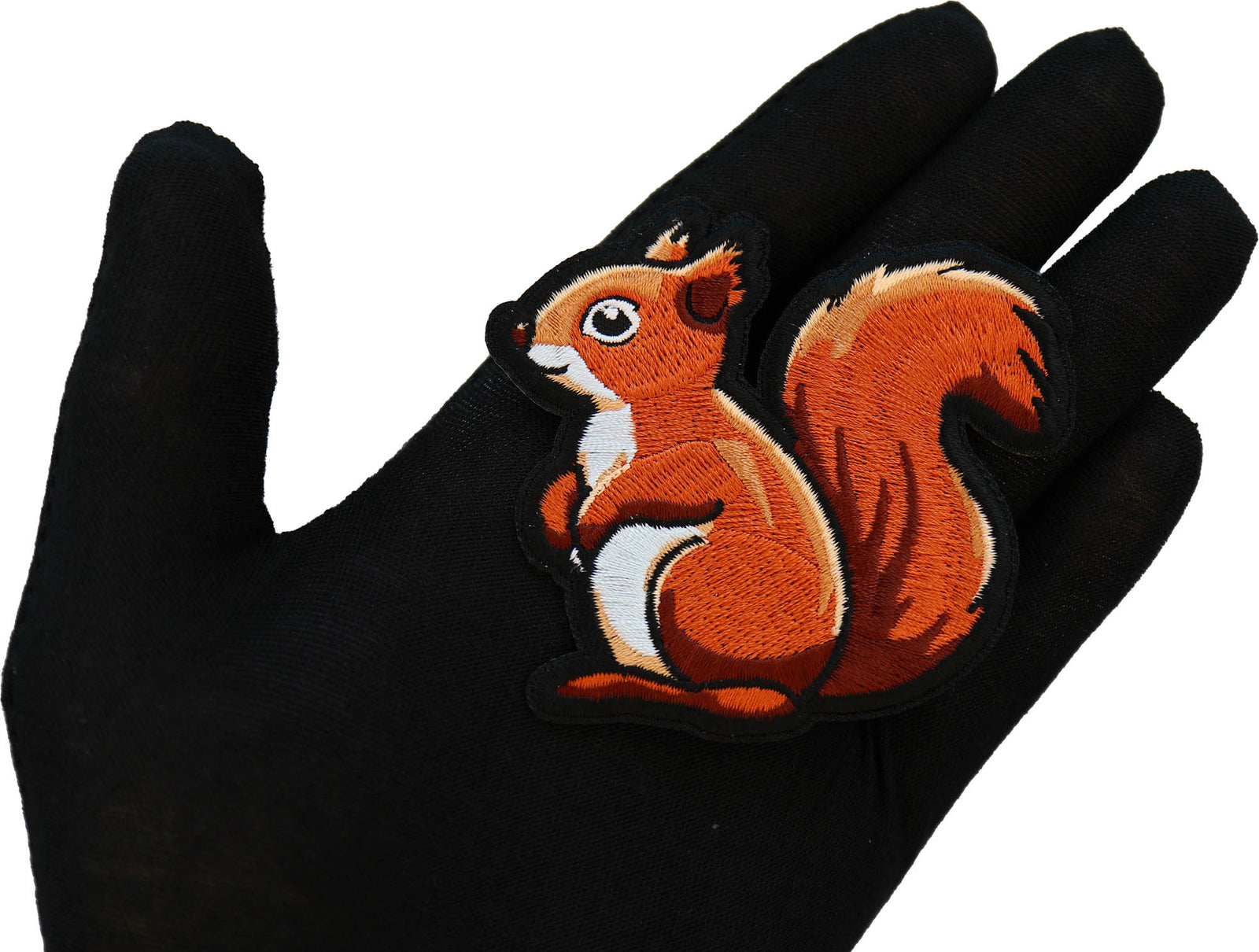 Cute Squirrel Embroidered Patch reverse and construction view
