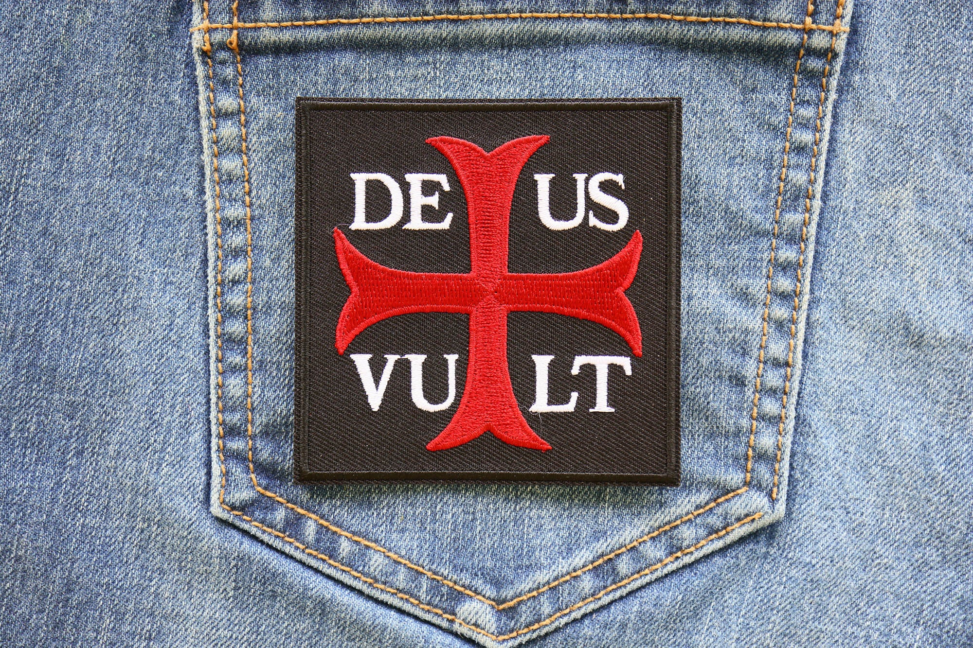 Deus Vult GOD WILLS Patch - Bold Design for Strong Christian Beliefs( 4 x 3  inches )