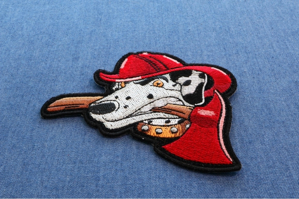 Fireman's Dog Embroidered Patch reverse and construction view