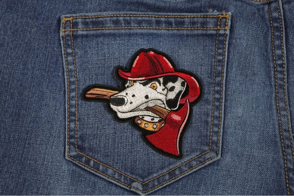 Fireman's Dog Embroidered Patch apparel application view