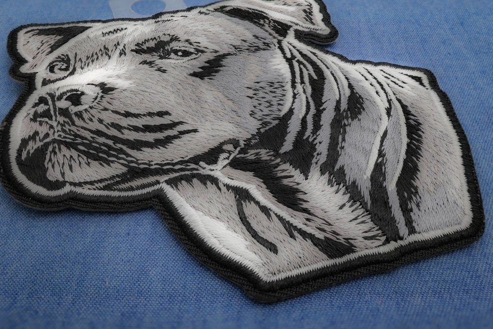 Fierce Pitbull Embroidered Patch reverse and construction view