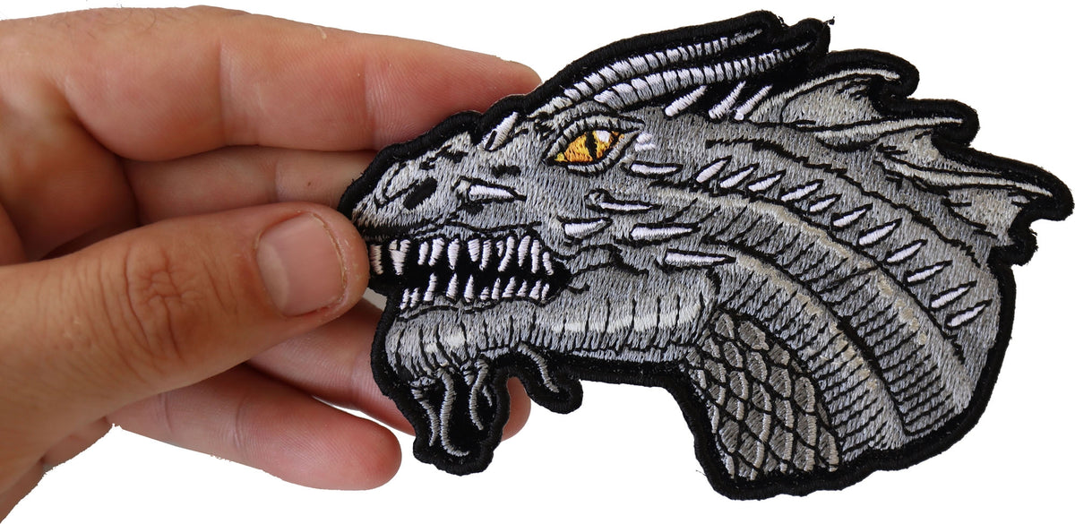 Small Dragon Yellow Eyes Embroidered Patch reverse and construction view