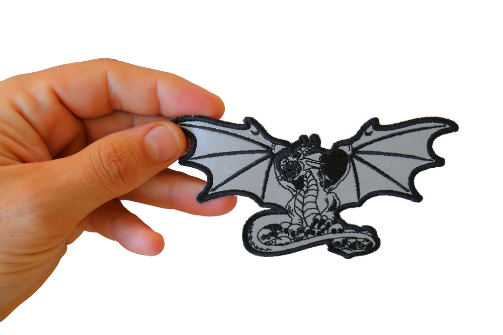 Dragon Skeleton Cross Embroidered Patch