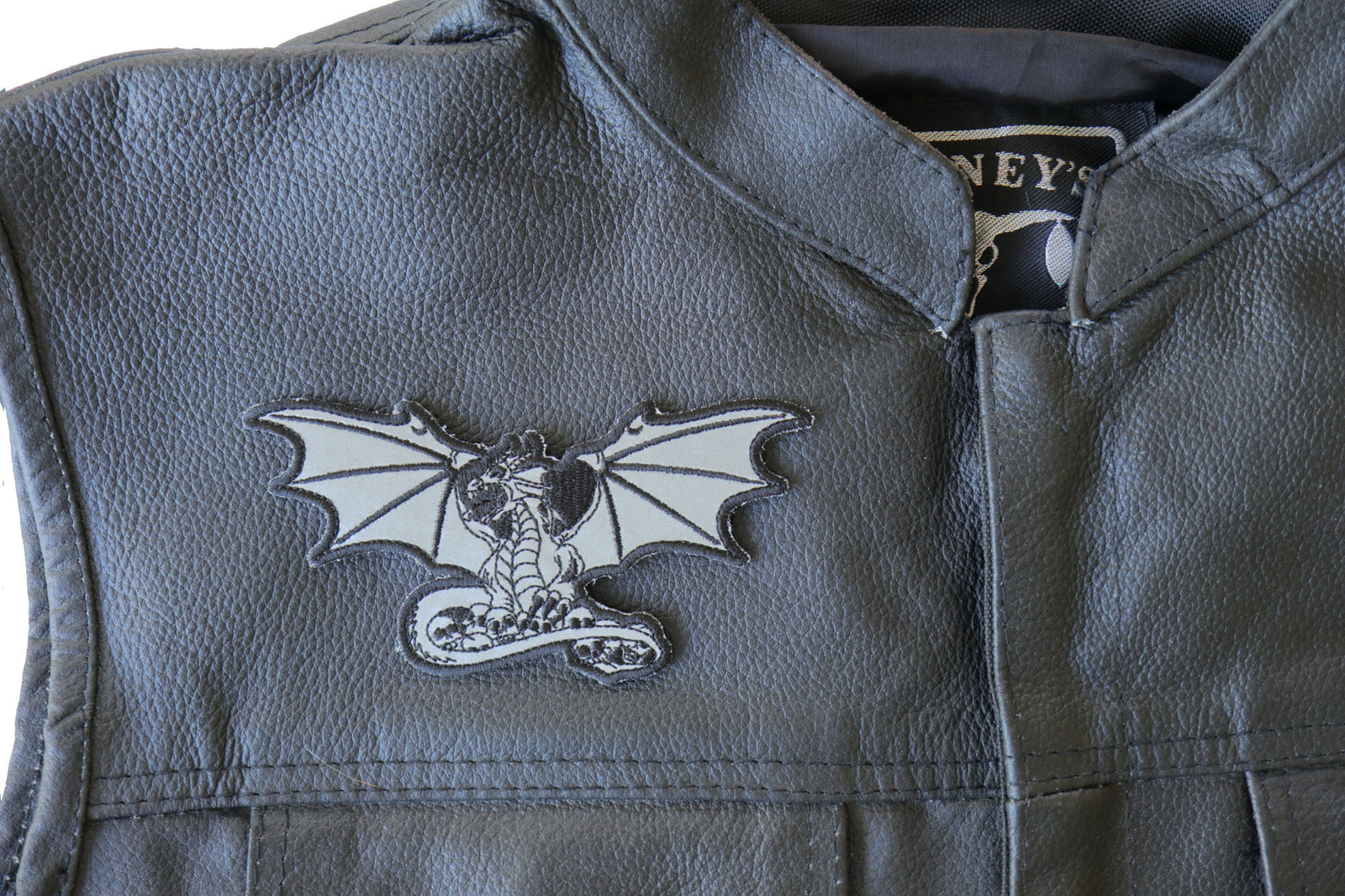 Dragon Skeleton Cross Embroidered Patch apparel application view