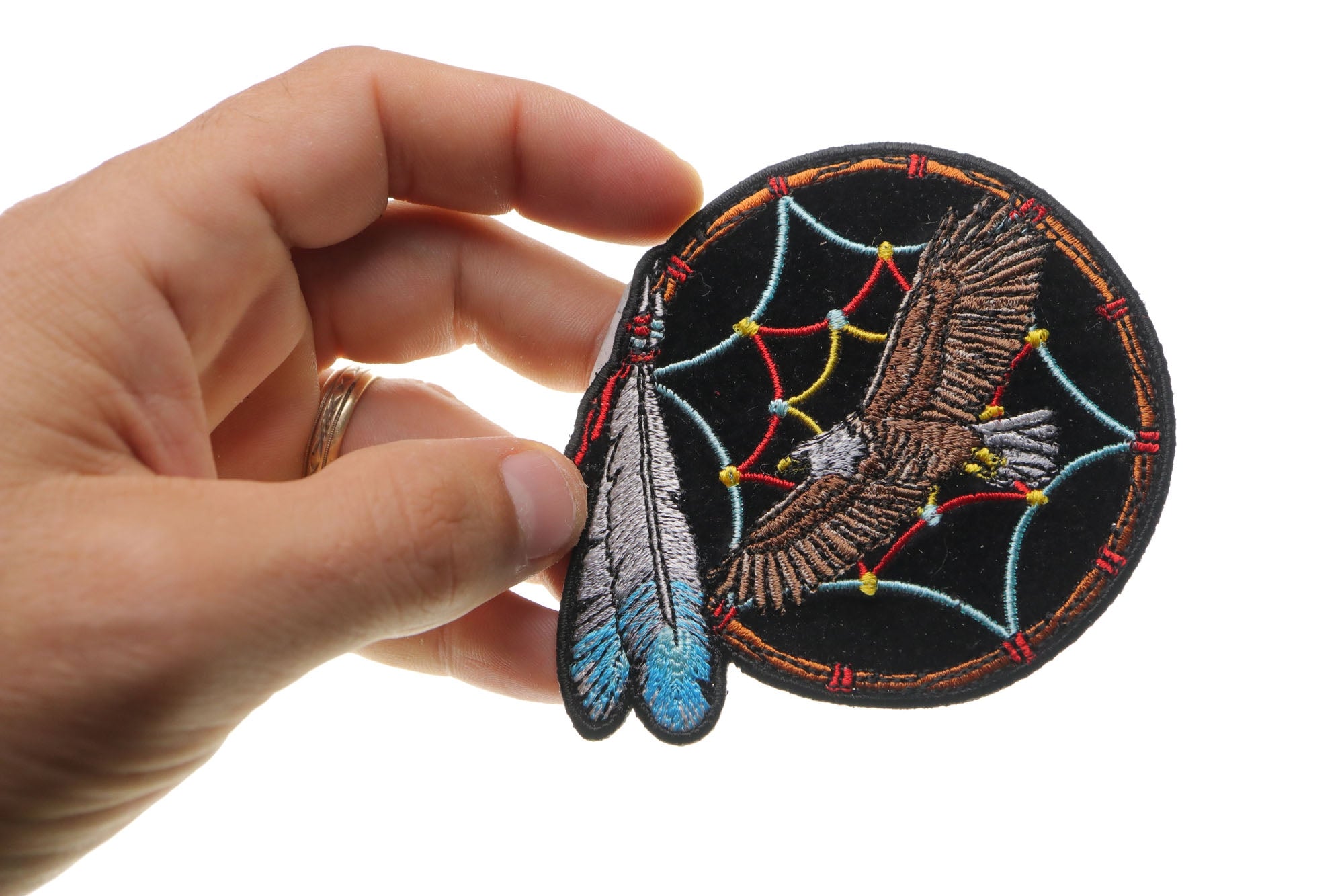 Eagle Dreamcatcher Small Embroidered Patch - 3 x 3 Inches