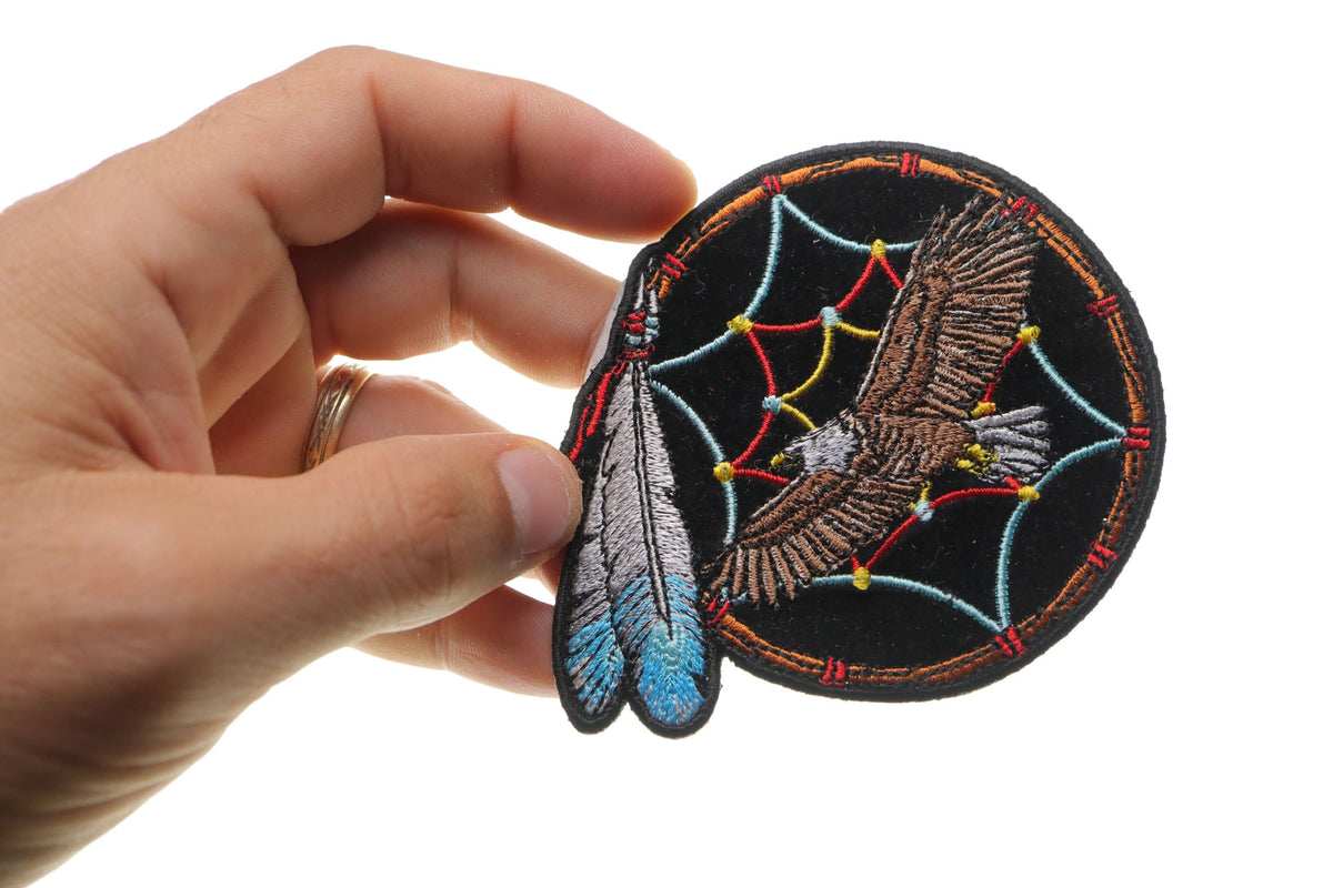 Eagle Dreamcatcher Embroidered Patch reverse and construction view