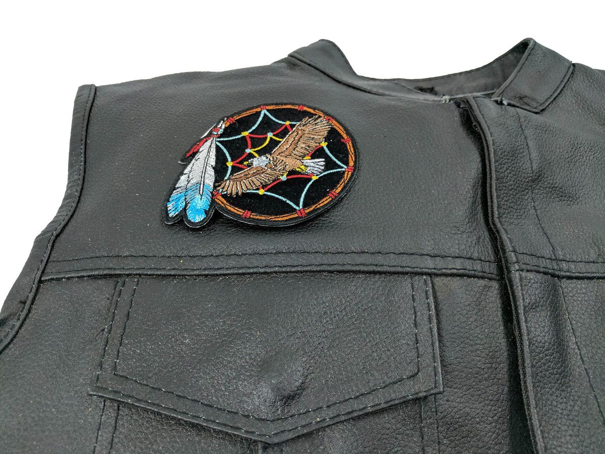 Eagle Dreamcatcher Embroidered Patch shown for scale
