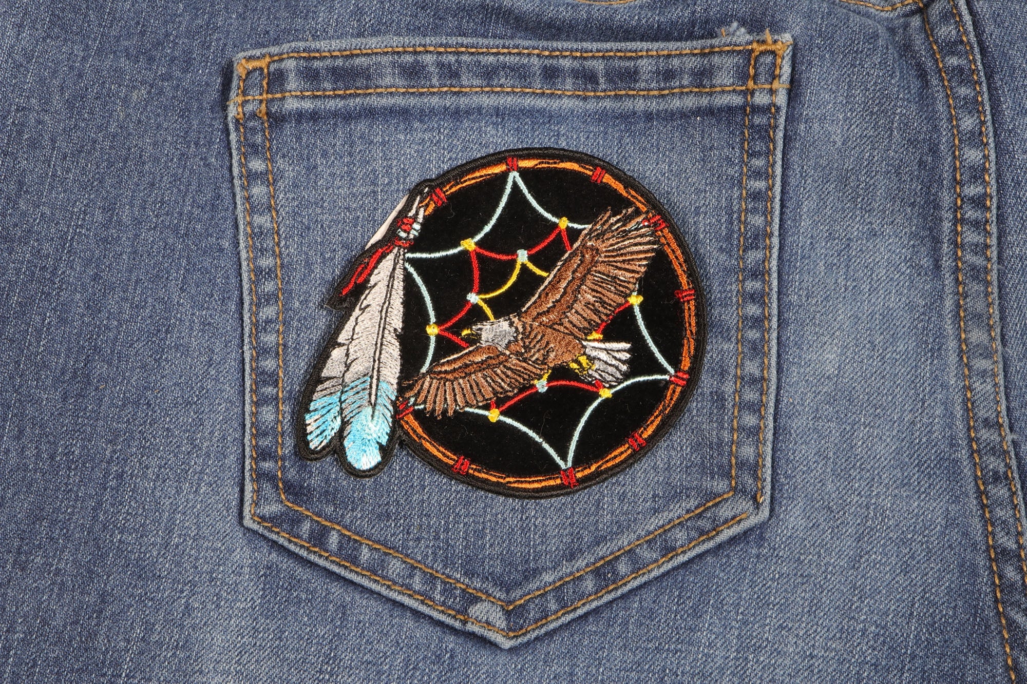 Eagle Dreamcatcher Small Embroidered Patch - 3 x 3 Inches
