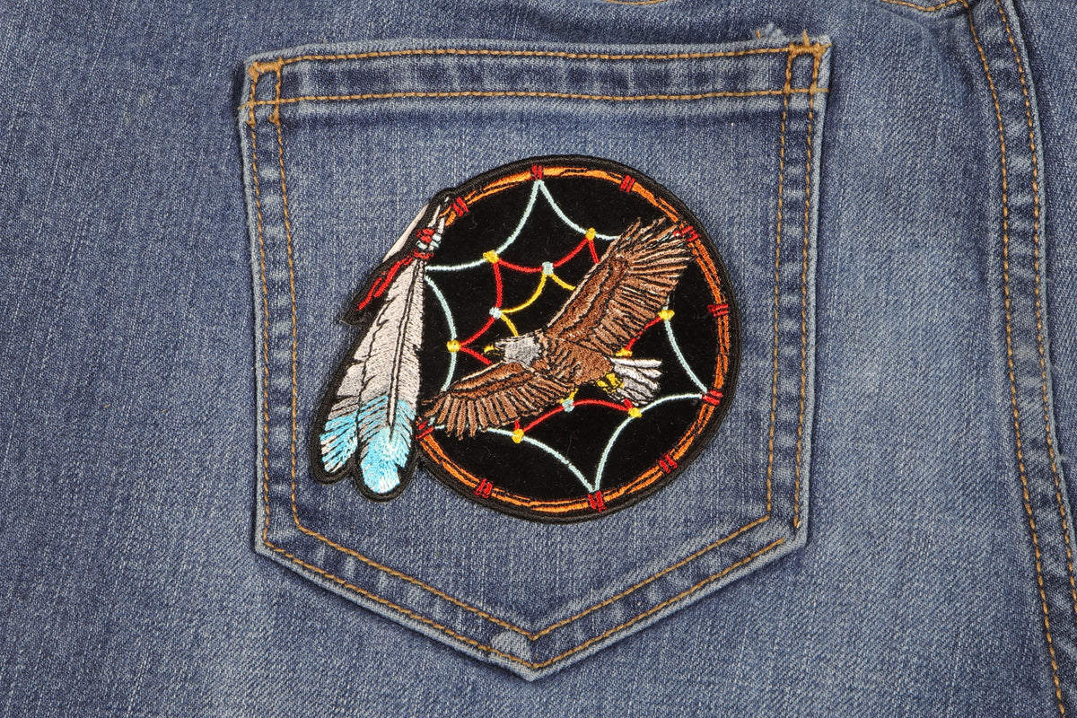 Eagle Dreamcatcher Embroidered Patch apparel application view