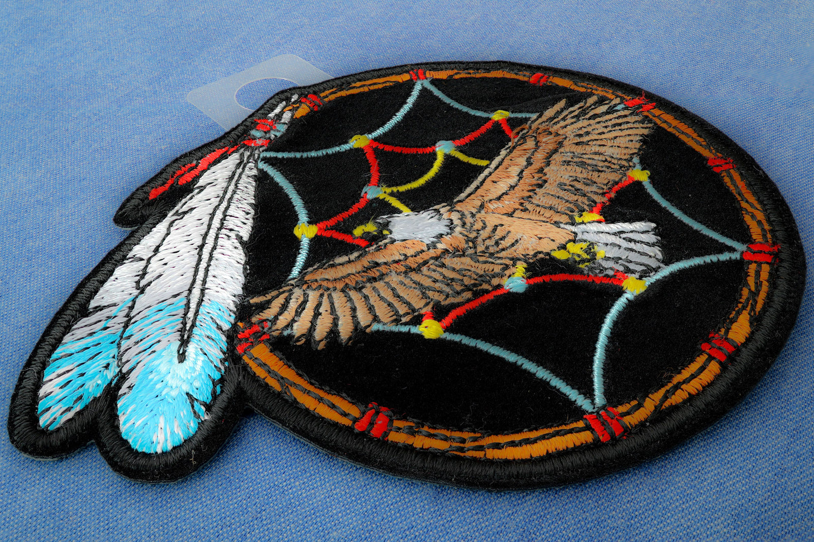 Eagle Dreamcatcher Embroidered Patch stitching detail
