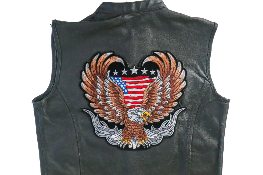 American Flag Eagle Patch – Large Embroidered Artwork ( 4 x 5 inches )