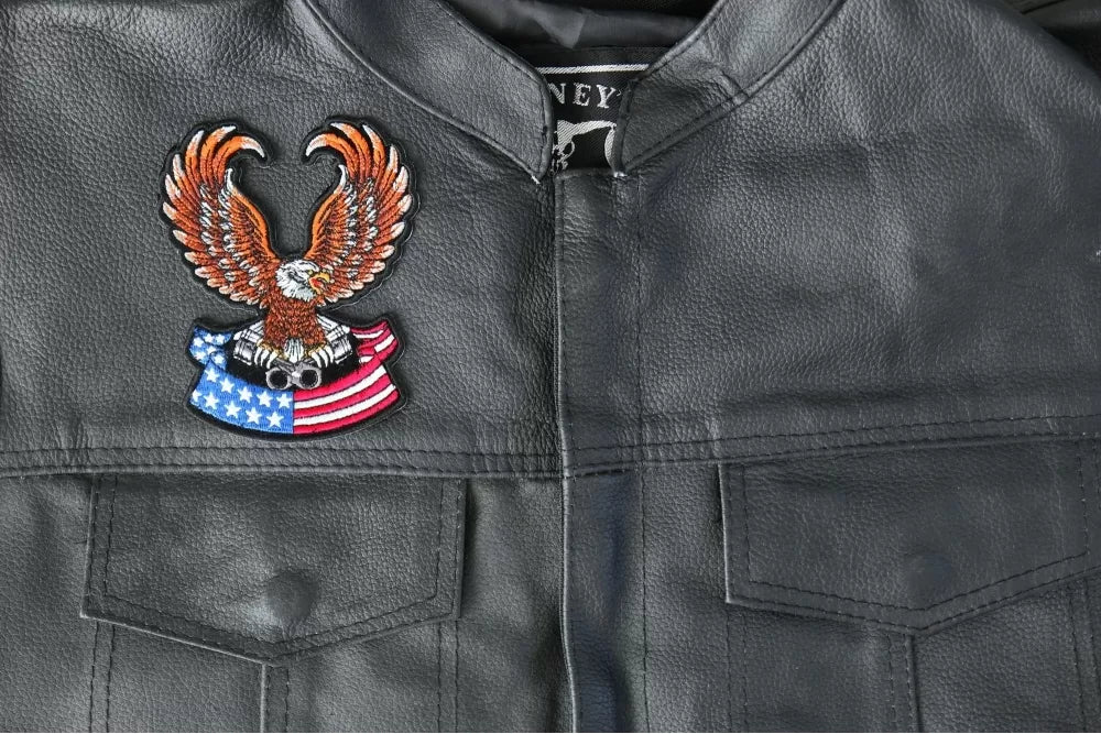 Brown Eagle Embroidered Patch apparel application view