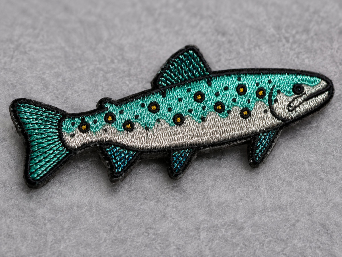Embroidered patch thread and stitching detail close-up