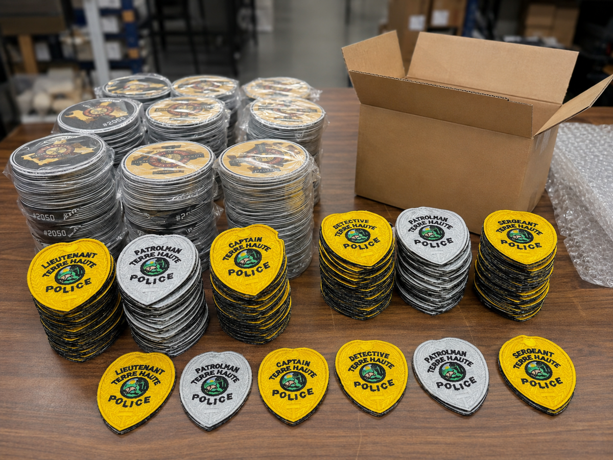 Completed bulk embroidered patch order ready for packing