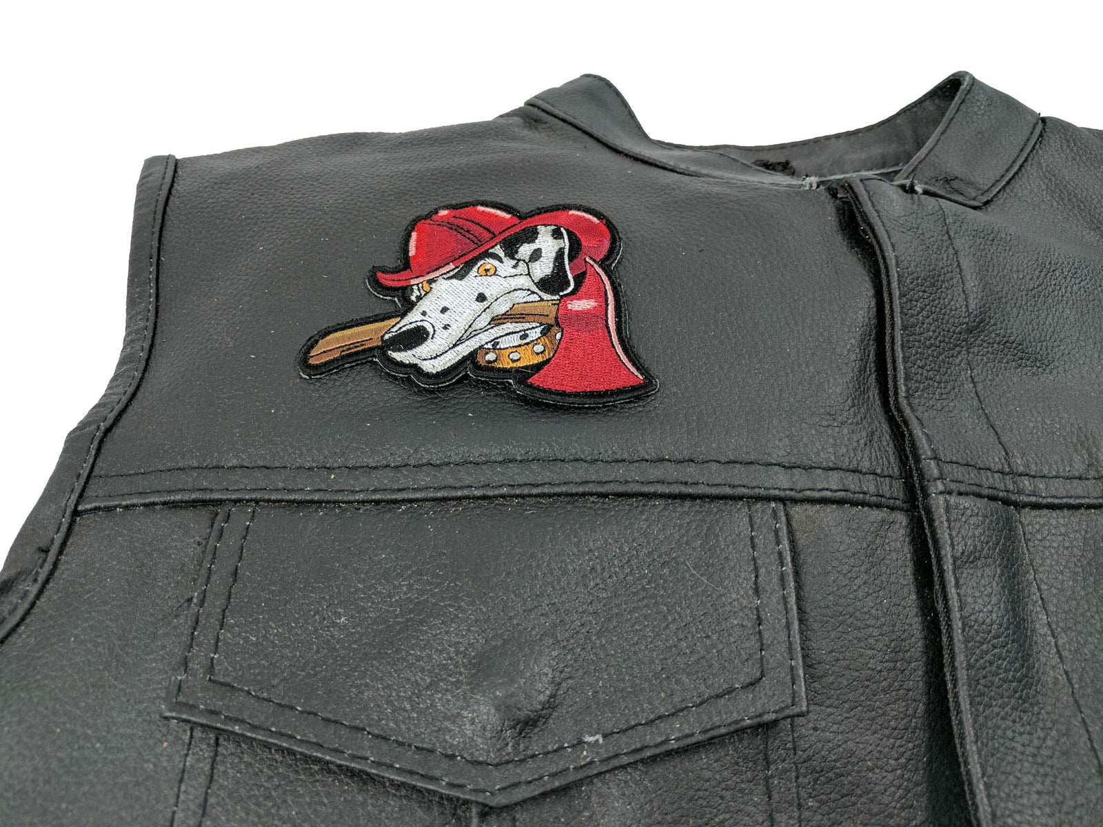 Fireman's Dog Embroidered Patch stitching detail