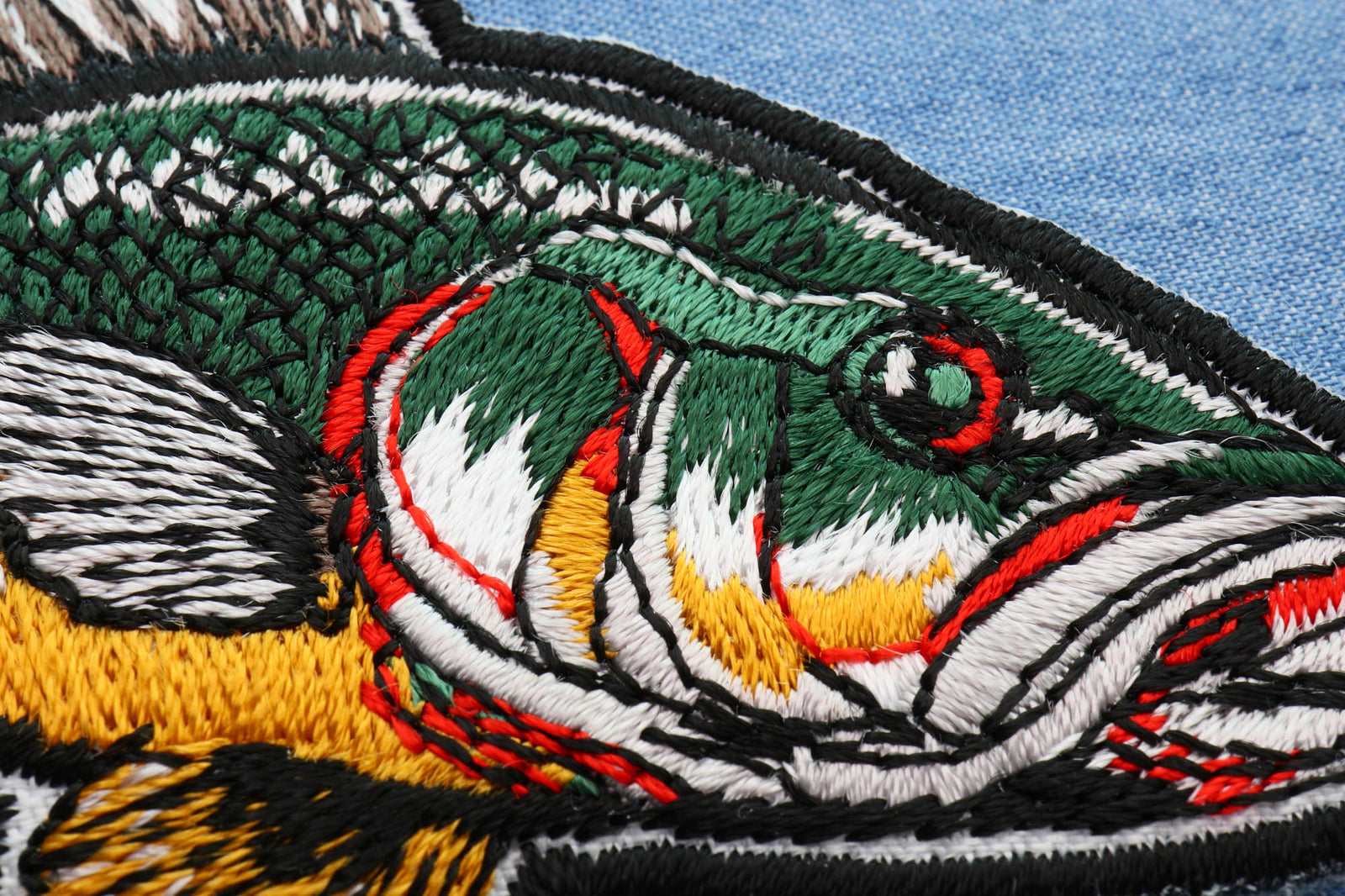 Fish Embroidered Patch reverse and construction view