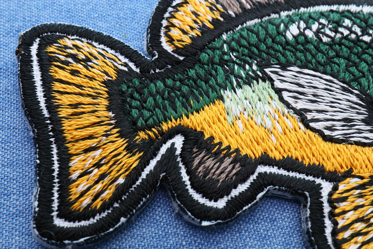 Fish Embroidered Patch shown for scale