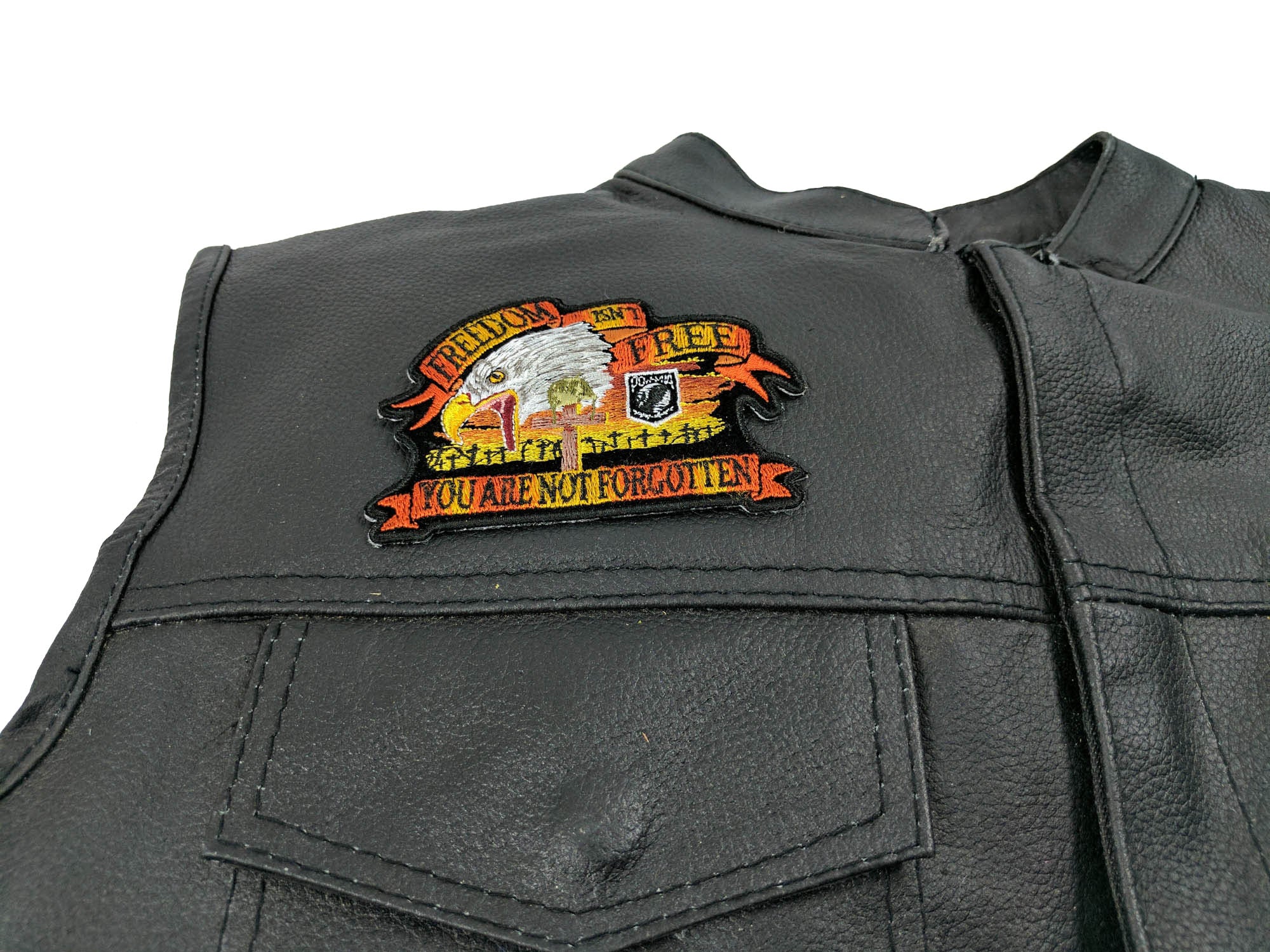 Freedom Isn't Free Eagle Small Patriotic Iron-On Patch ( 4 x 3 inches )