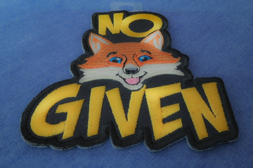 Funny No Fox Given Embroidered Patch reverse and construction view