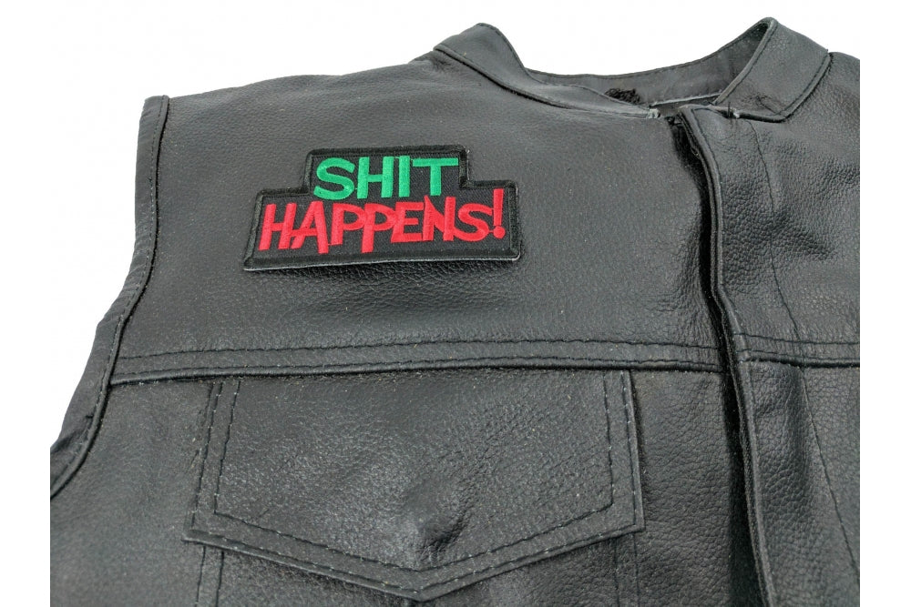 Shit Happens Patch – Embroidered Iron-On Patch ( 4 x 2 inch )