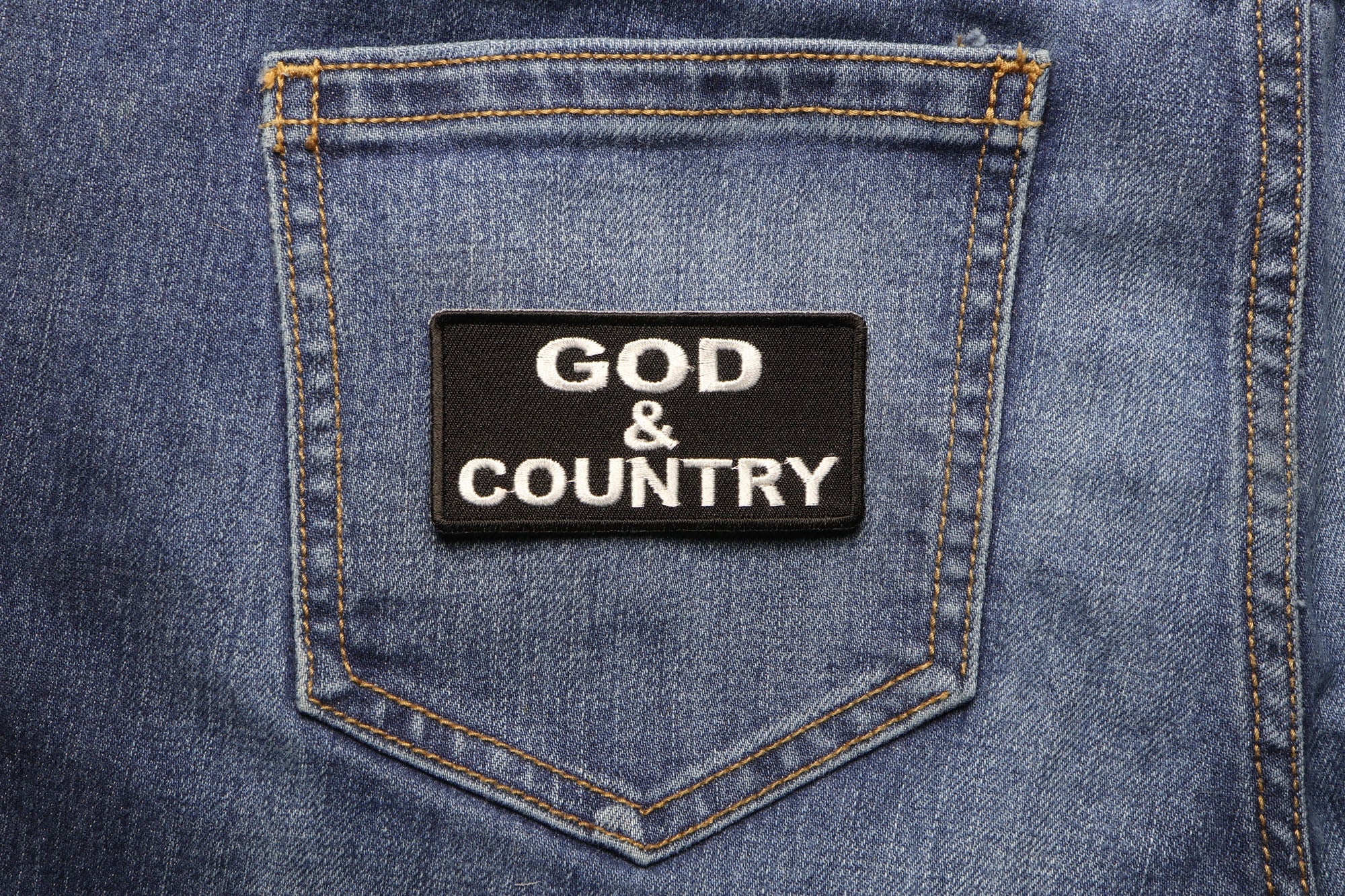 God and Country Christian Patch - A Bold Tribute to Faith and Patriotism ( 3 x 2  inches )