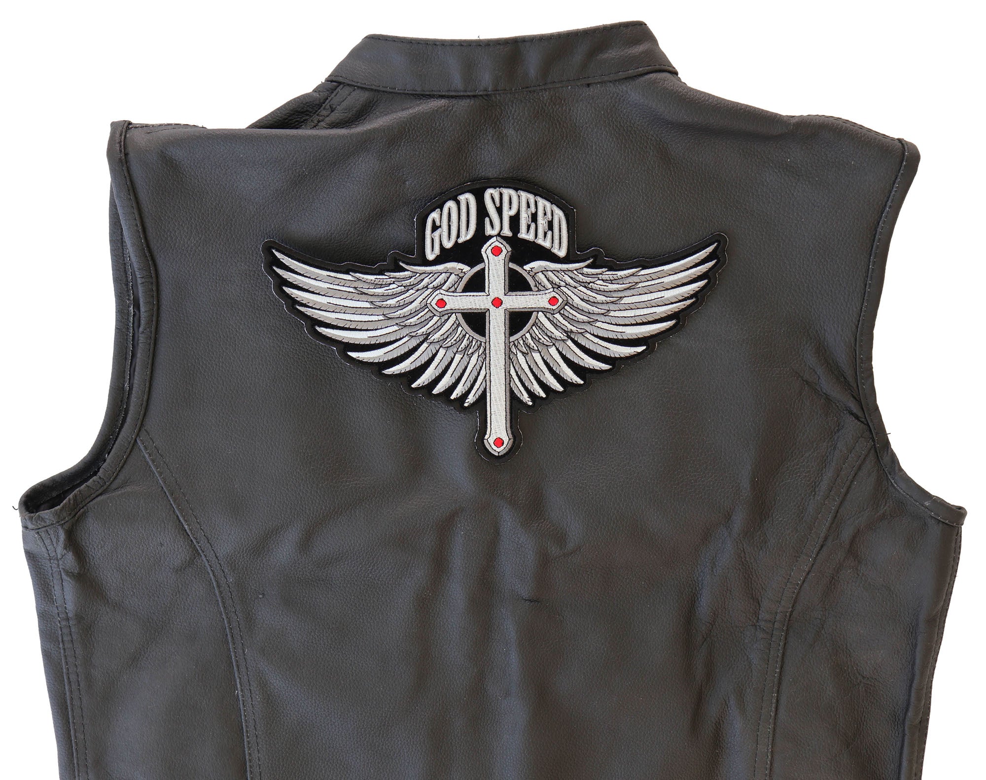 God Speed Cross and Wings Patch Christian Patch - Proudly Represent Your Beliefs and Nation ( 4 x 2  inches )