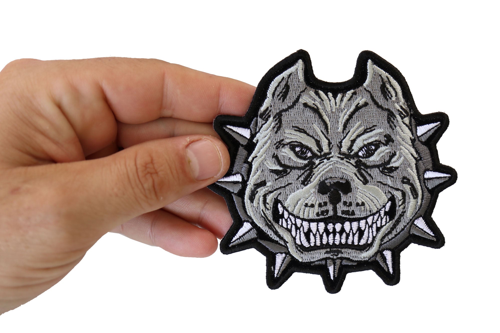 Gray Pitbull Dog Embroidery Patch – Small, Sophisticated iron-on-patch ( 4 x 4 inches )
