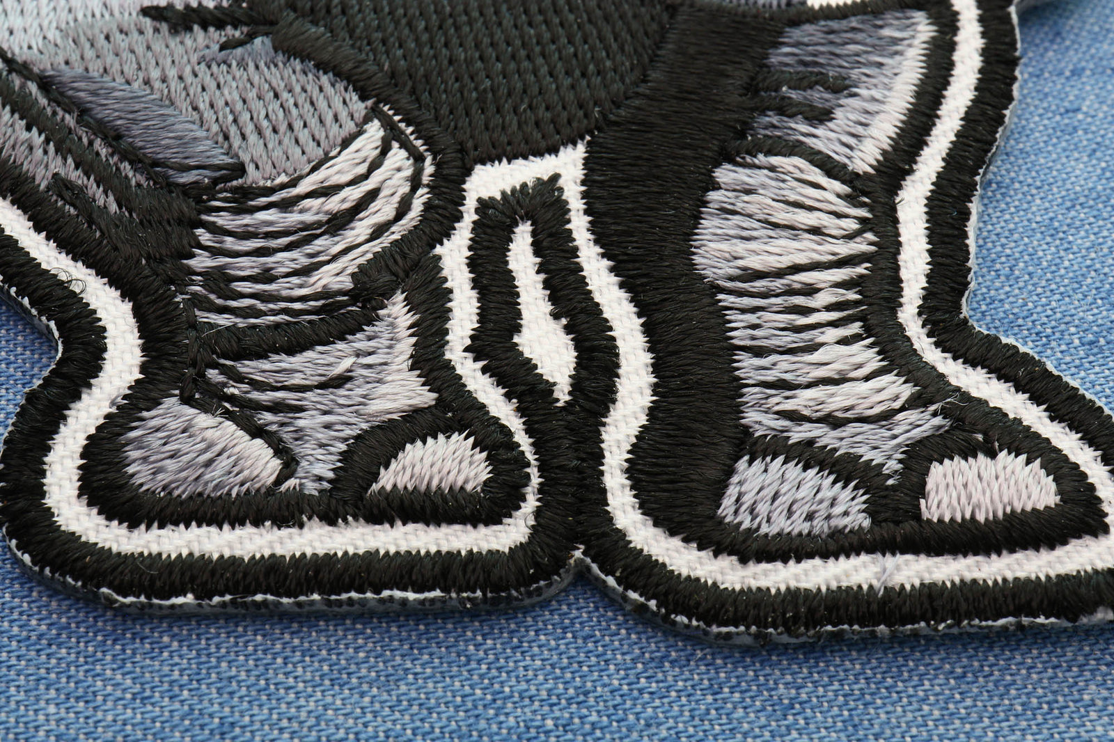 Gray Rhino Embroidered Patch reverse and construction view