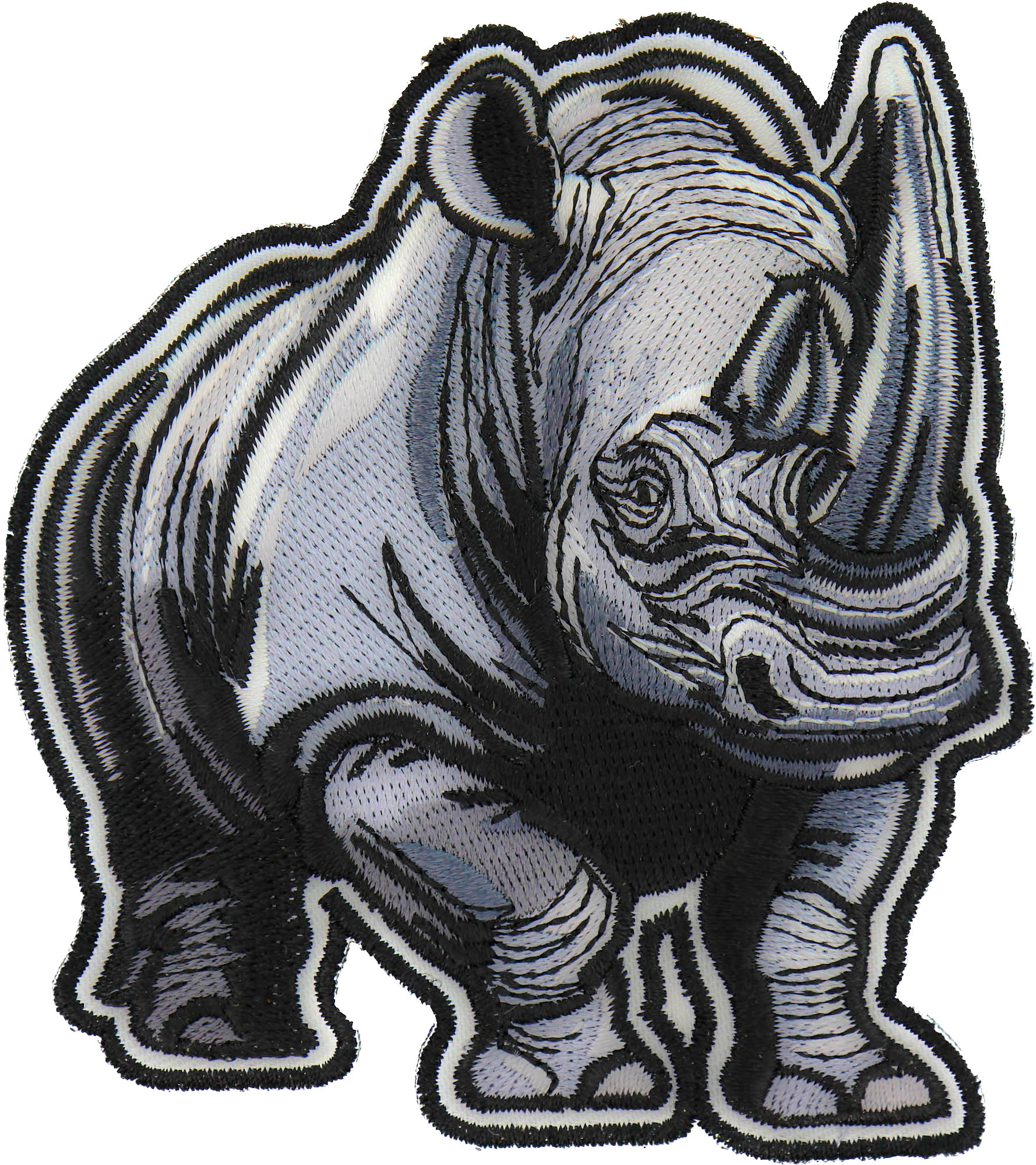 Gray Rhino Iron-On Patch – Strong and Bold Embroidered Patch ( 3.5 x 4 inches )