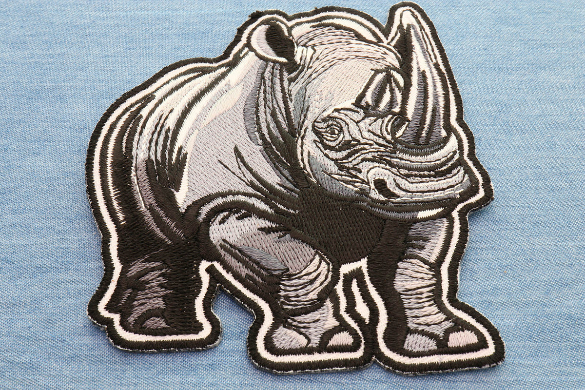 Gray Rhino Embroidered Patch stitching detail