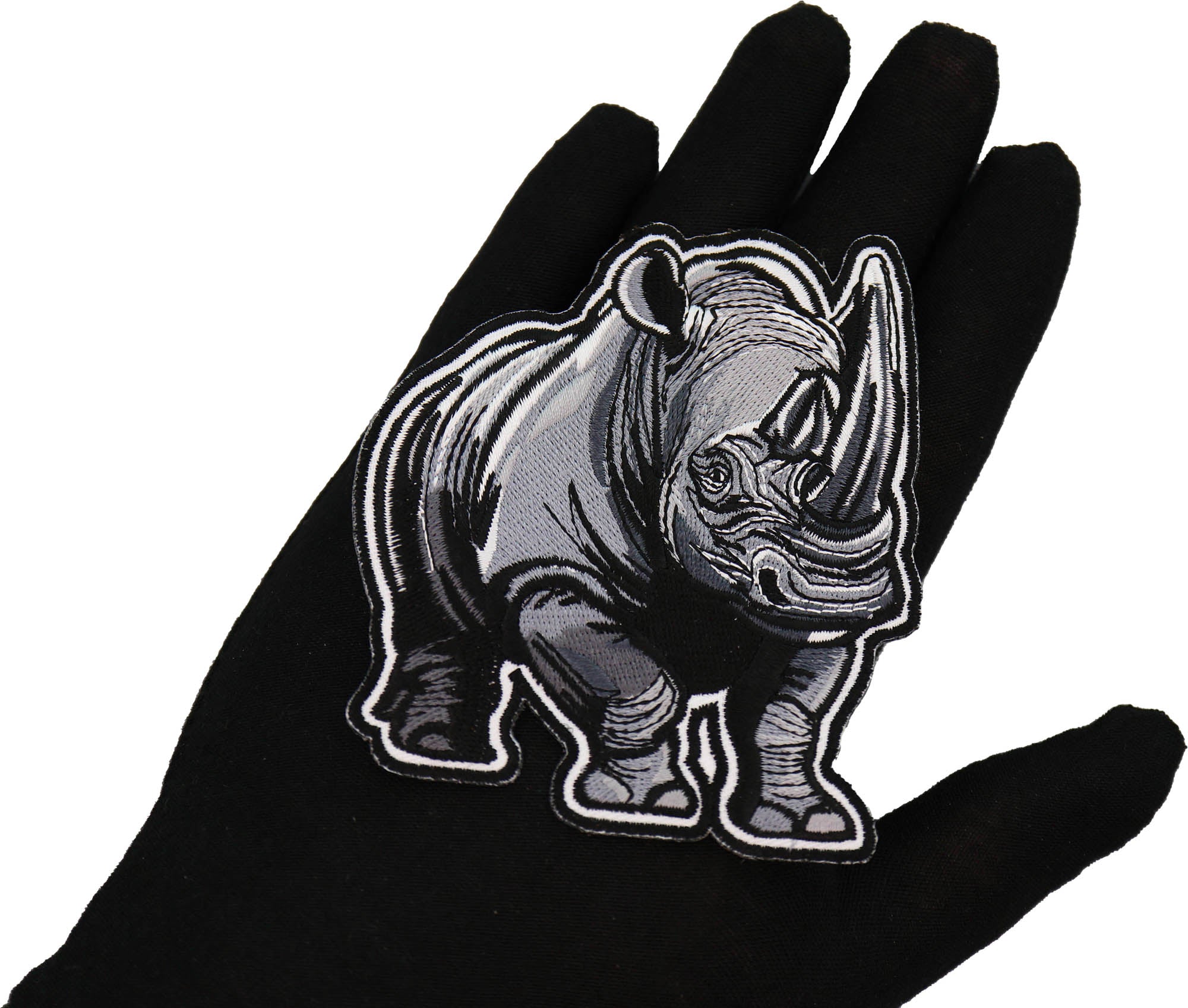 Gray Rhino Iron-On Patch – Strong and Bold Embroidered Patch ( 3.5 x 4 inches )