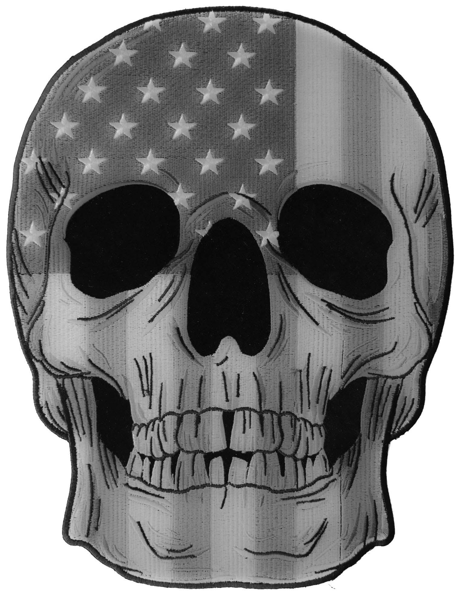 American Flag Skull Patch – Large Embroidered Artwork ( 4 x 5 inches )