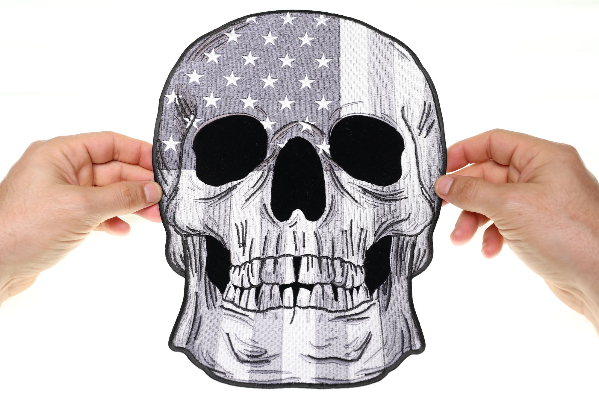 American Flag Skull Patch – Large Embroidered Artwork ( 4 x 5 inches )