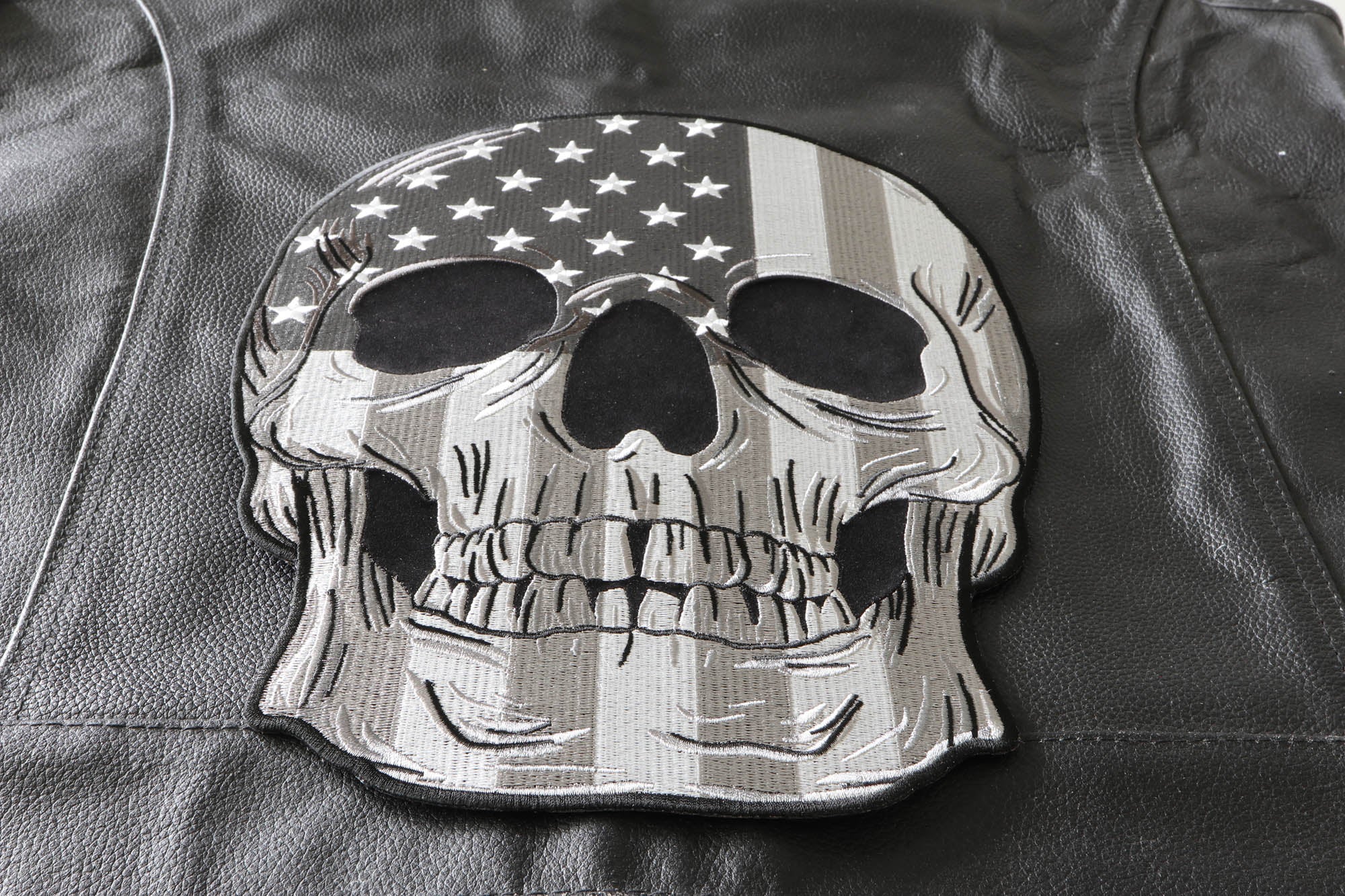 American Flag Skull Patch – Large Embroidered Artwork ( 4 x 5 inches )