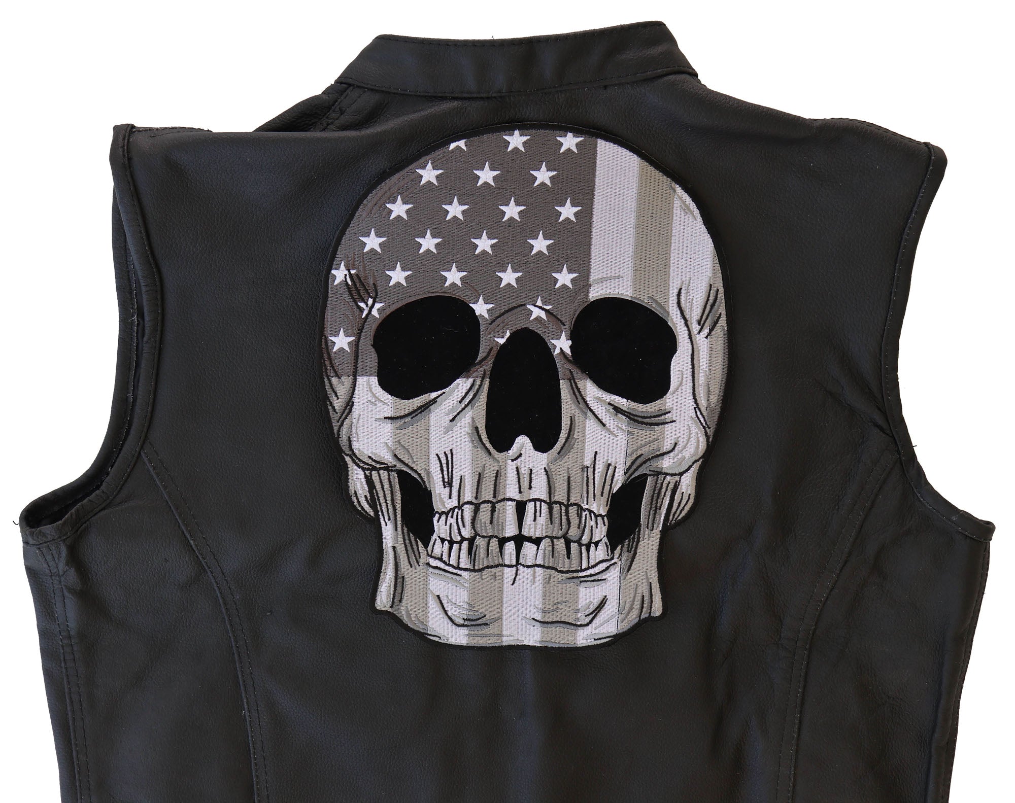 American Flag Skull Patch – Large Embroidered Artwork ( 4 x 5 inches )