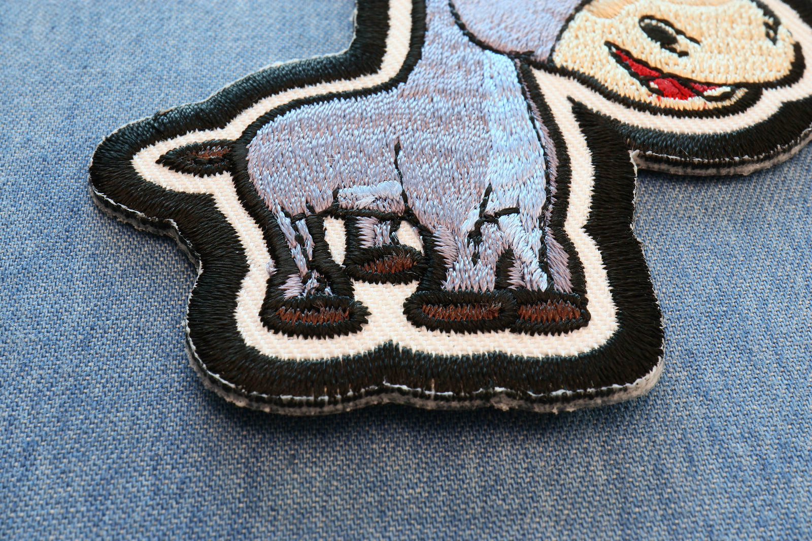 Happy Donkey Embroidered Patch reverse and construction view