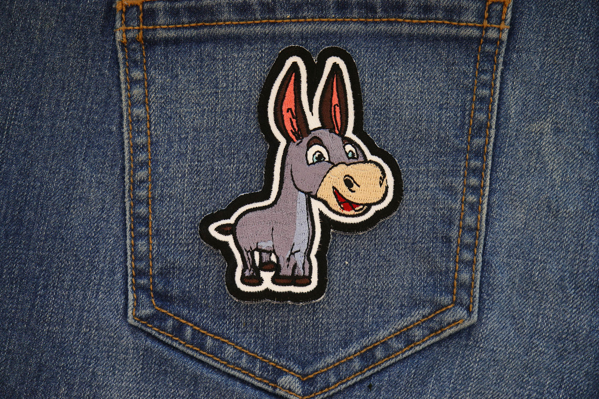 Happy Donkey Patch – Unique Iron-On Patch for Bags, Jackets, and More (  3 x 3.5 inches )