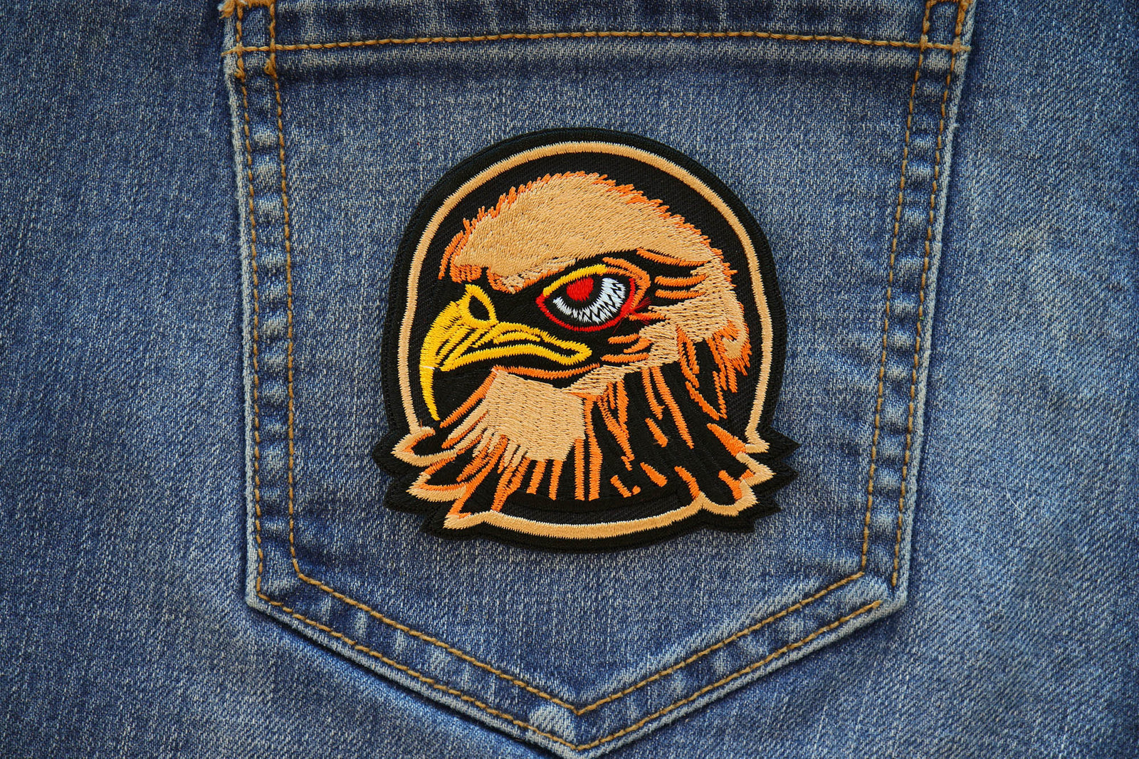 Hawk Embroidered Patch apparel application view