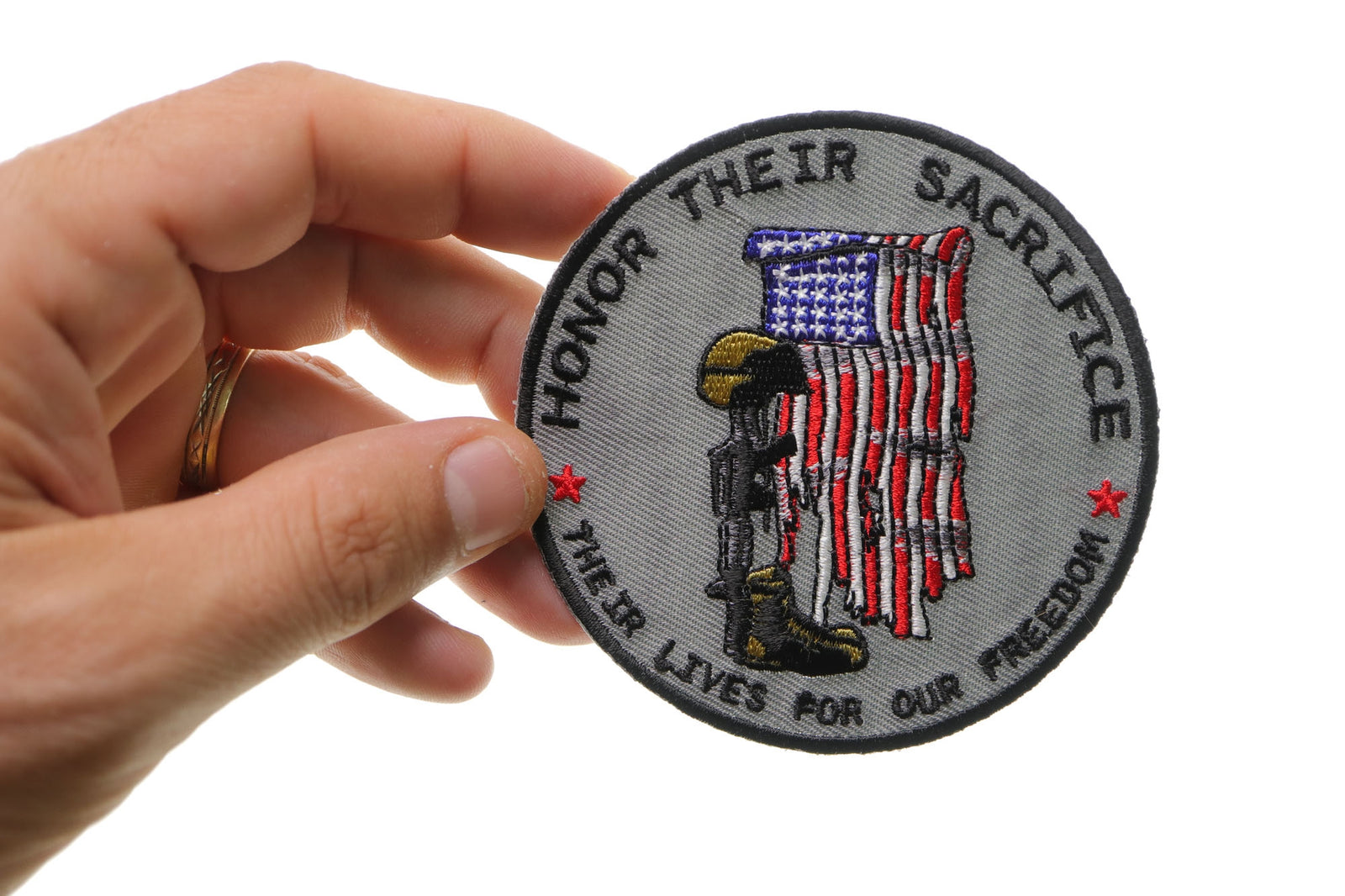 Honor Their Sacrifice Embroidered Patch reverse and construction view