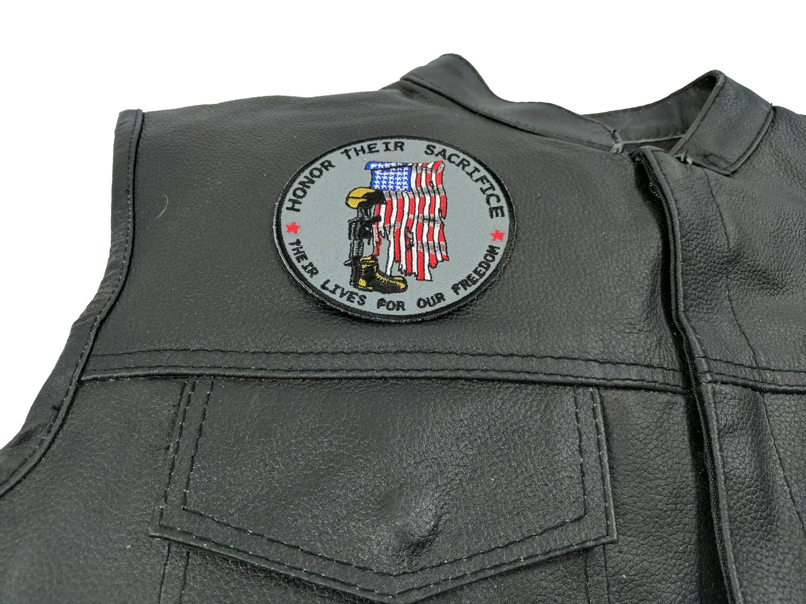 Honor Their Sacrifice Embroidered Patch shown for scale