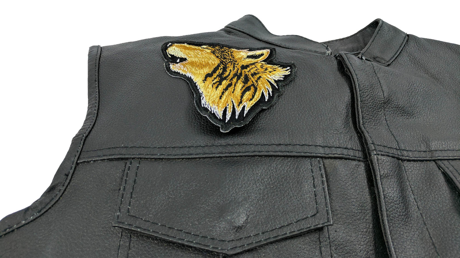 Howling Wolf Embroidered Patch reverse and construction view