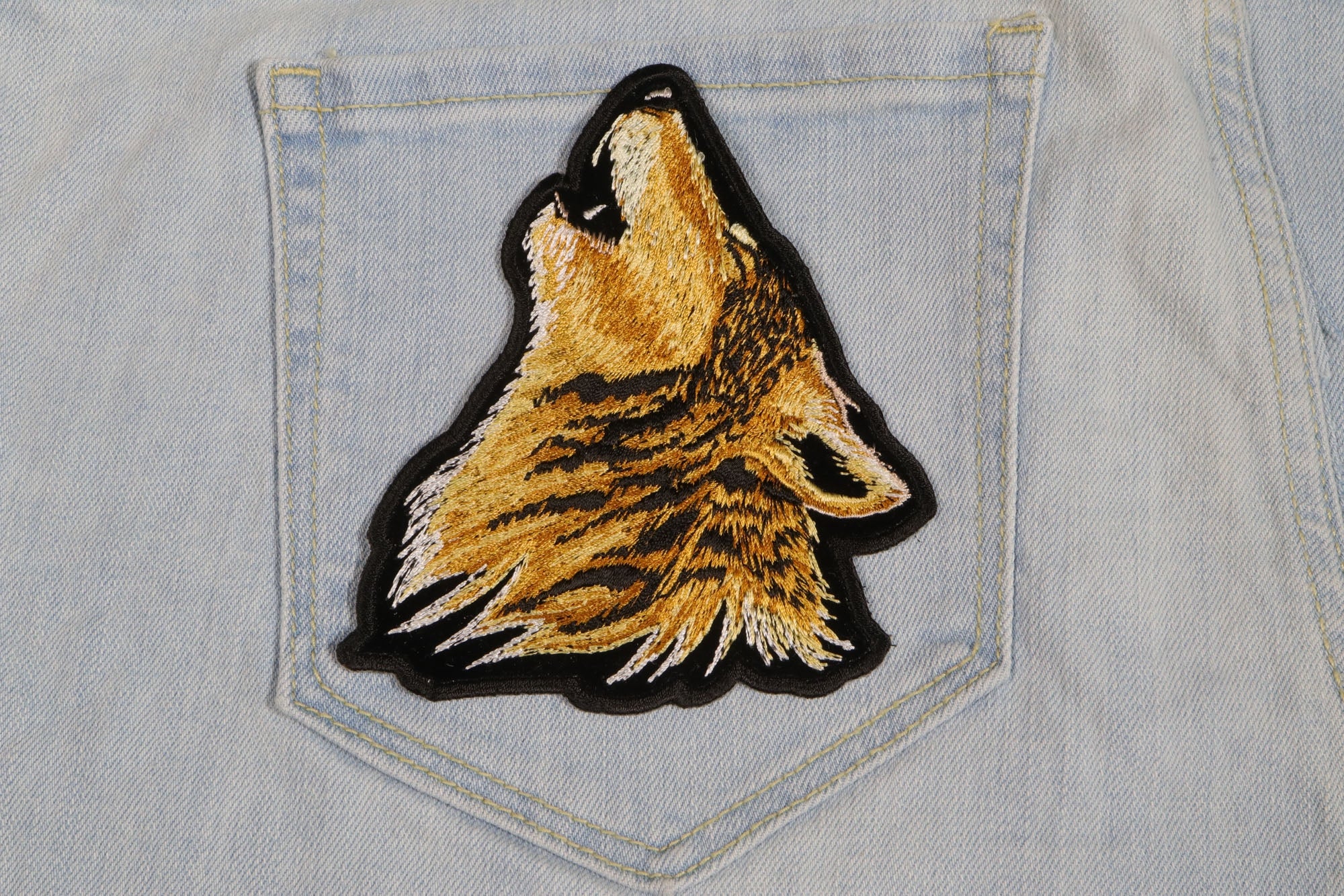 Howling Wolf Small Patch – Embroidered Patch for Personal Flair ( 4.5 x 5 inches )