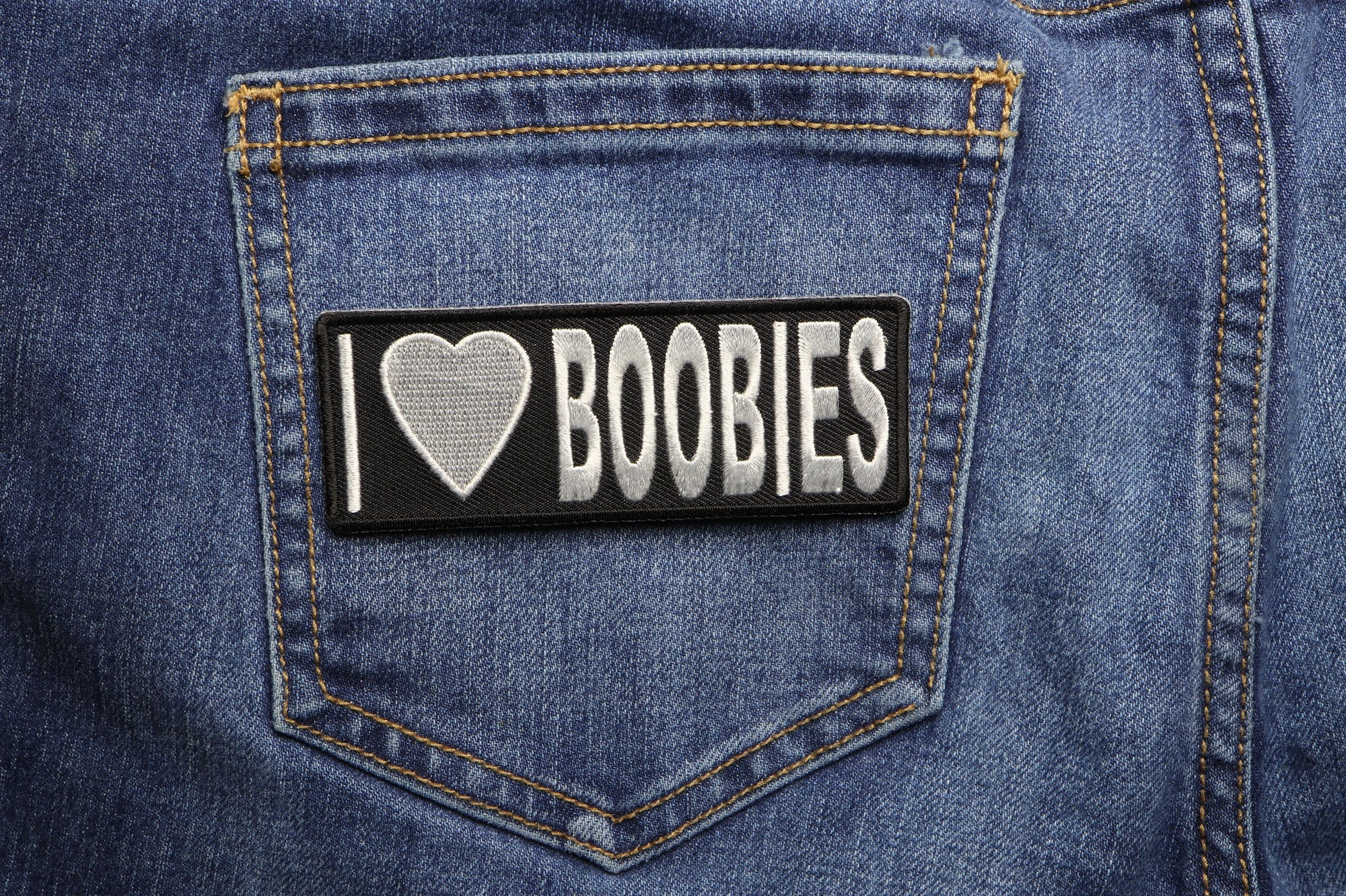 I Love Boobies Iron on Patch (  4 x 2 inches )