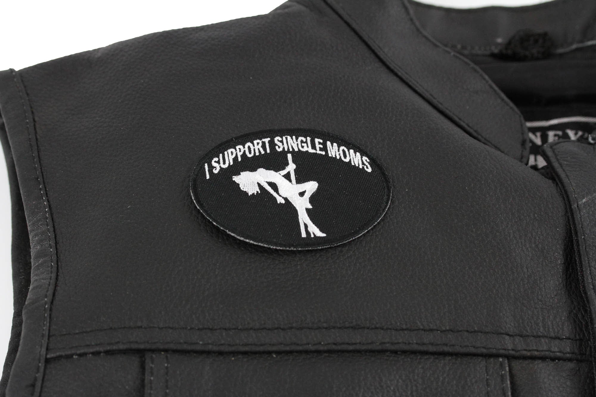 I Support Single Moms Funny Biker Naughty Iron-On Patch ( 3 x 2.25 inches )