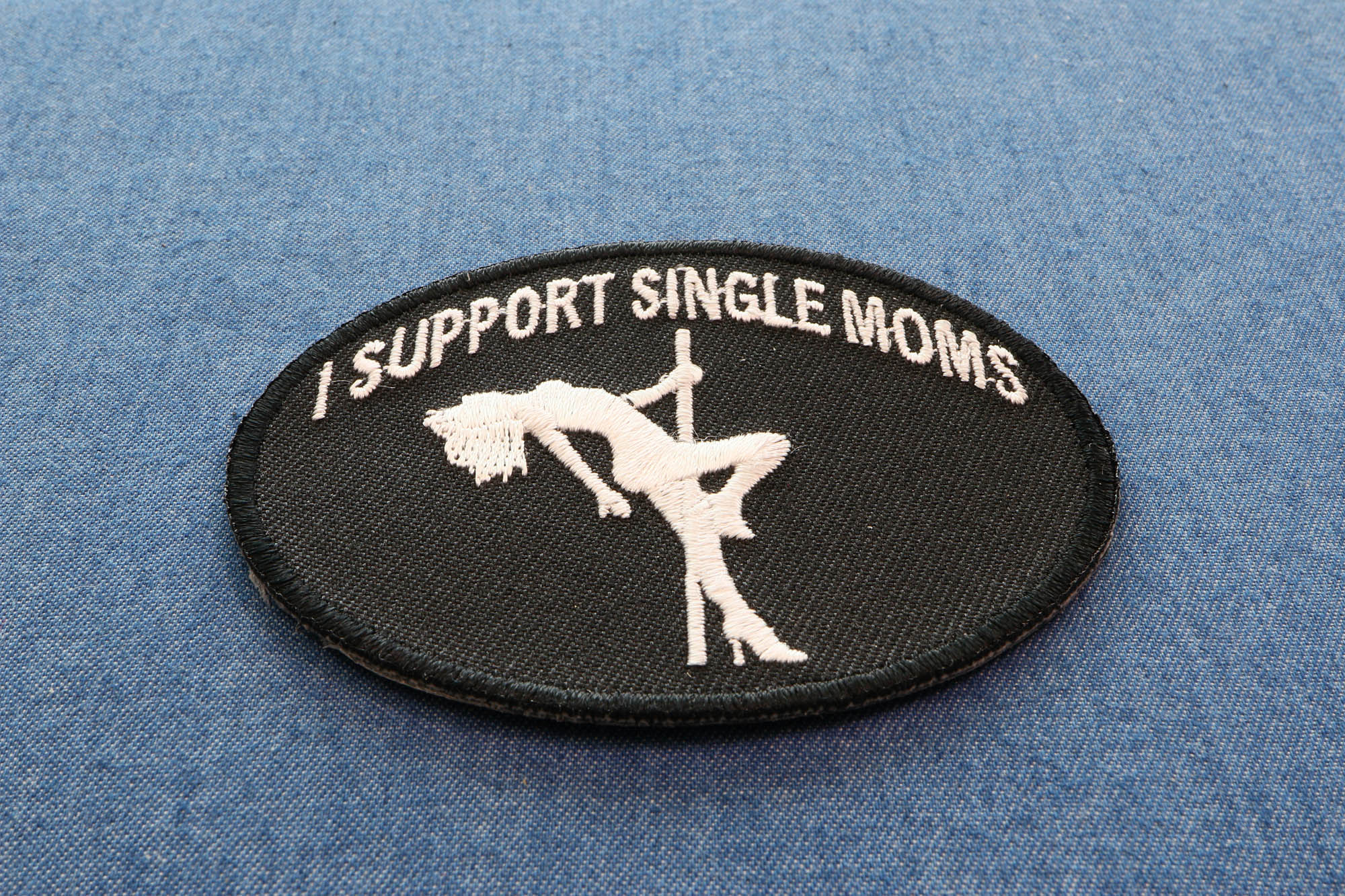 I Support Single Moms Funny Biker Naughty Iron-On Patch ( 3 x 2.25 inches )