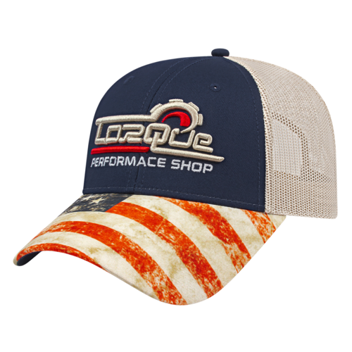 Sublimated Flag Visor Trucker Mesh Back Cap